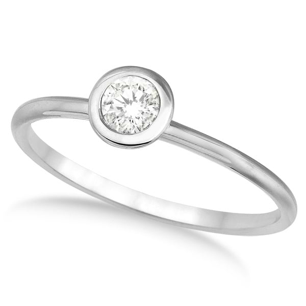 Bezel-Set Solitaire Diamond Ring in 14k White Gold (0.50ct)