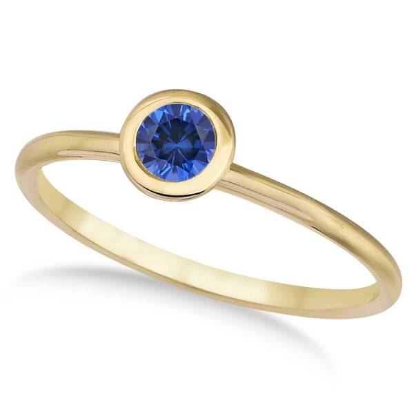Blue Sapphire Bezel-Set Solitaire Ring in 14k Yellow Gold (0.50ct)