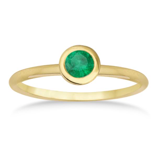 Emerald Bezel-Set Solitaire Ring in 14k Yellow Gold (0.65ct) - IR819