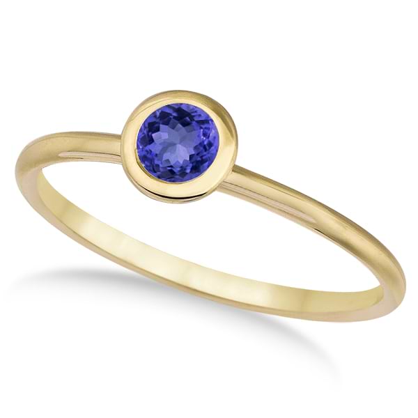 Tanzanite Bezel-Set Solitaire Ring in 14k Yellow Gold (0.65ct)