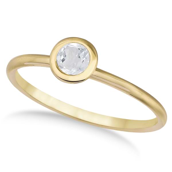 Bezel-Set Solitaire Style White Topaz Ring 14k Yellow Gold (0.50ct)