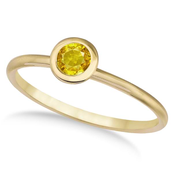 Yellow Sapphire Bezel-Set Solitaire Ring 14k Yellow Gold 0.65ct - IR835