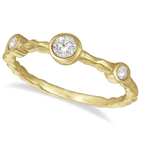 Wavy Band Bezel Set Diamond Right-Hand Ring 14k Yellow Gold (0.25ct)