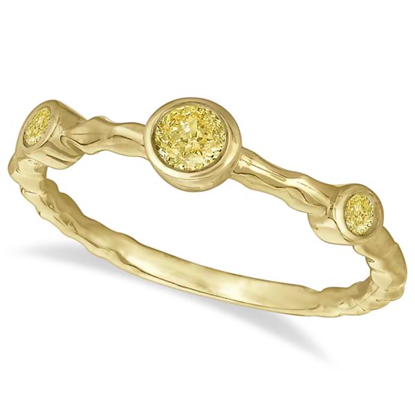 Bezel Set Yellow Diamond Wavy Right-Hand Ring 14k Yellow Gold (0.25ct)