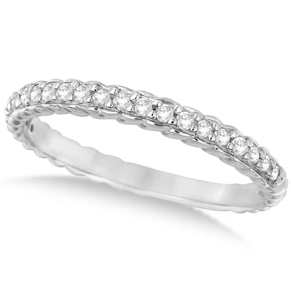 Thin Band Stackable Prong Set Diamond Ring 14k White Gold (0.20ct)