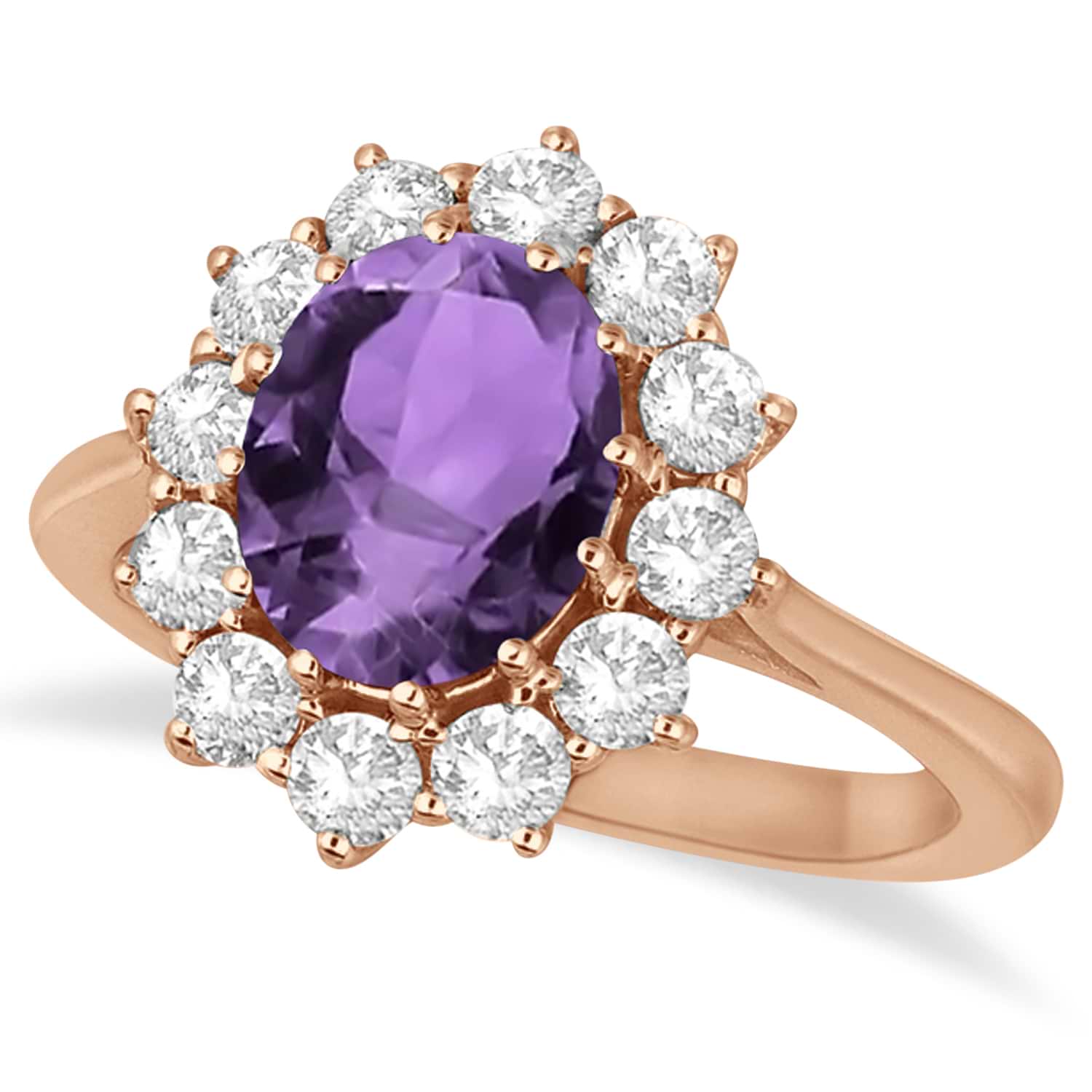 Oval Amethyst & Diamond Accented Ring in 18k Rose Gold (3.60ctw)