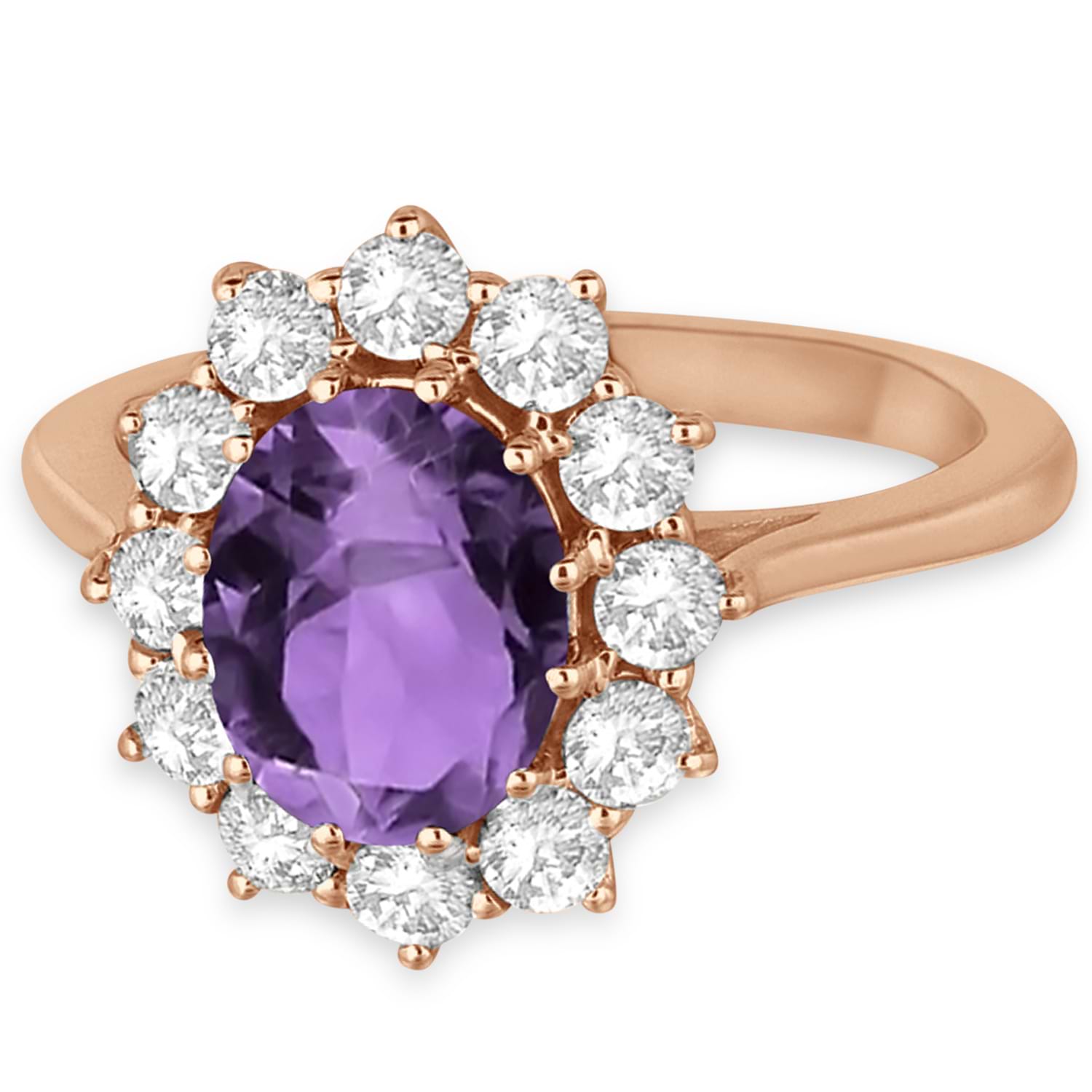 Oval Amethyst & Diamond Accented Ring in 18k Rose Gold (3.60ctw)
