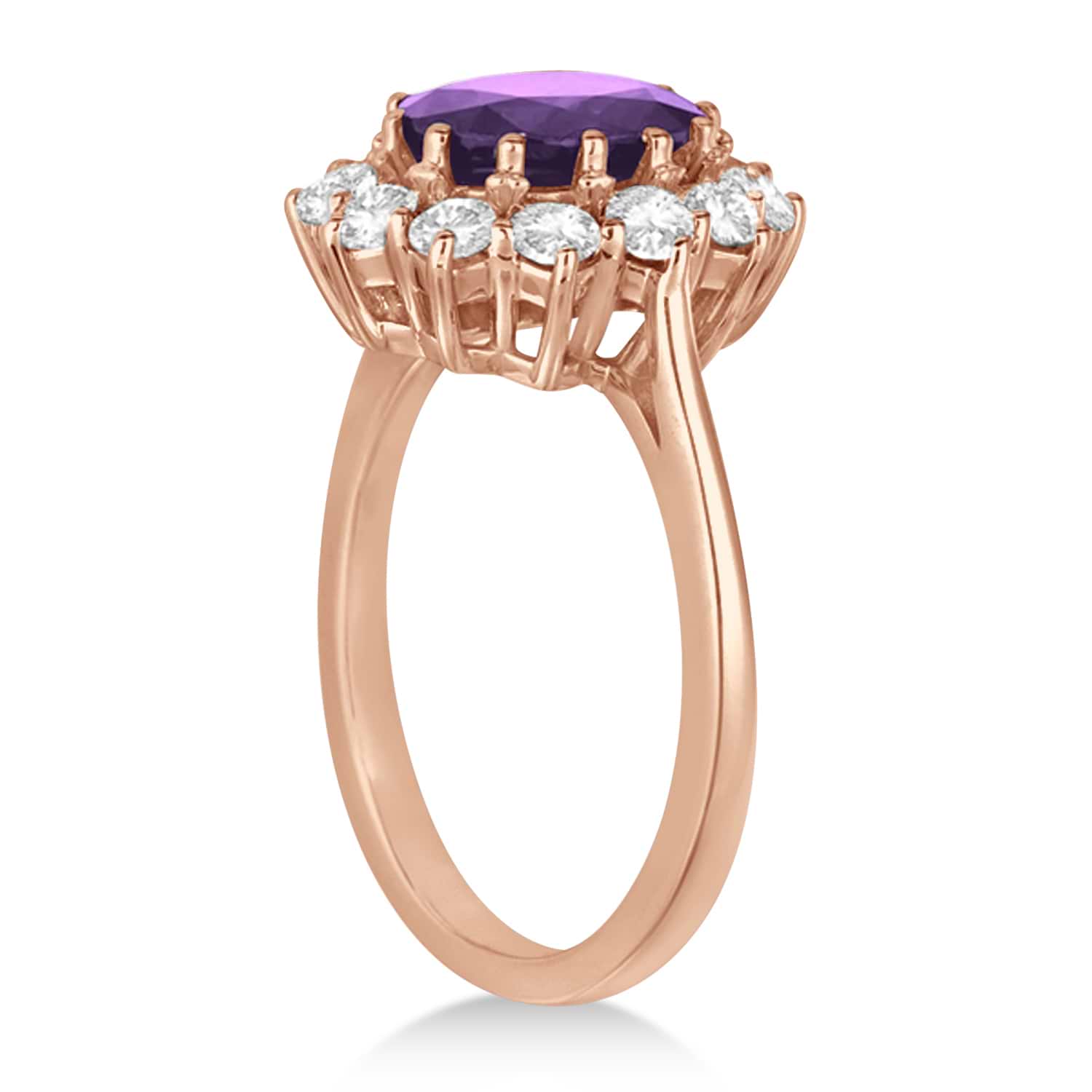 Oval Amethyst & Diamond Accented Ring in 14k Rose Gold (3.60ctw)