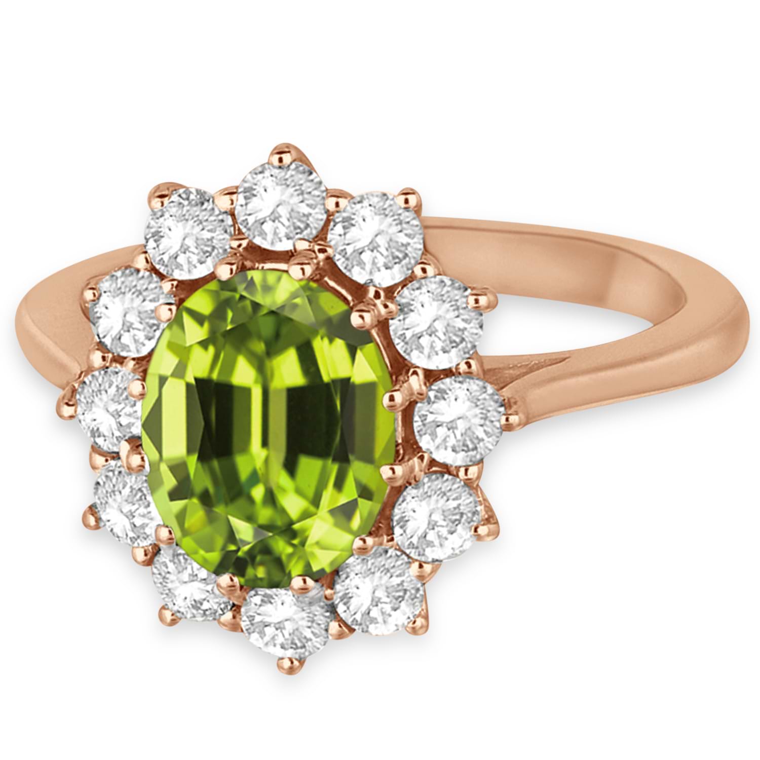 Oval Peridot & Diamond Accented Ring in 14k Rose Gold (3.60ctw)