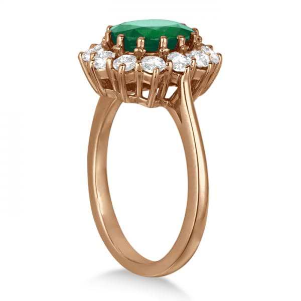 Oval Emerald & Diamond Accented Ring 18k Rose Gold (3.60ctw)