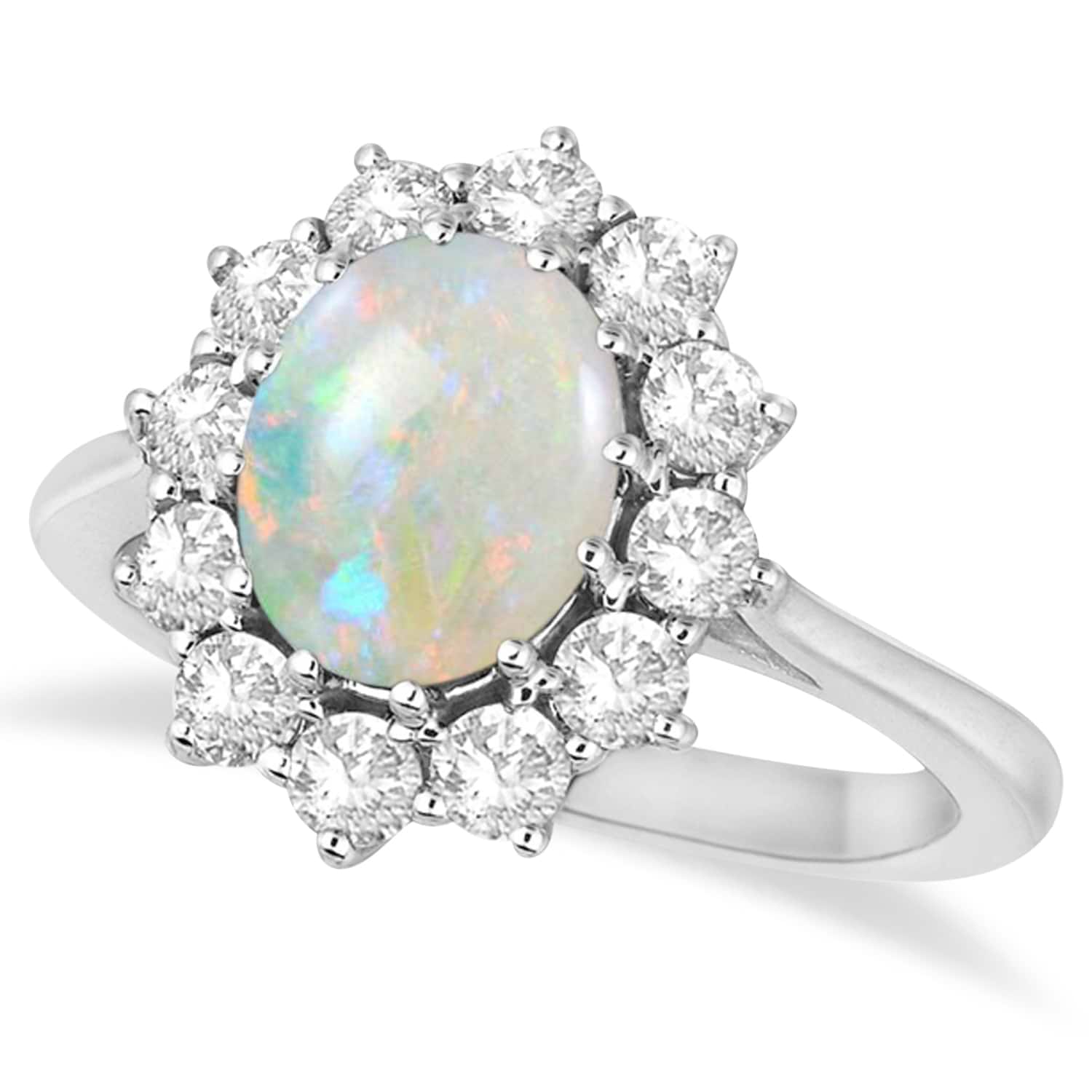 Oval Blue Sapphire & Diamond Pendant Necklace 14K White Gold (3.60ctw)