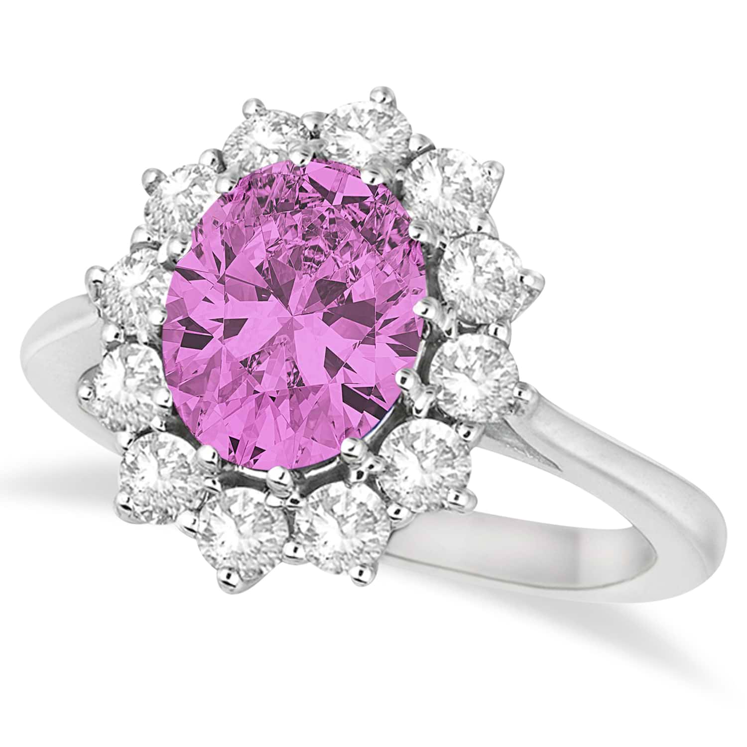 Oval Pink Sapphire & Diamond Accented Ring in 18k White Gold (3.60ctw)