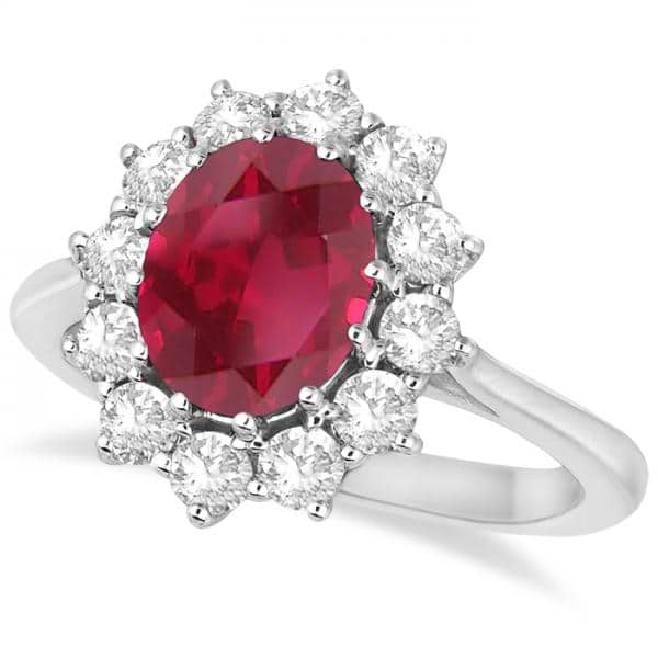 Oval Ruby and Diamond Ring 14k White Gold (3.60ctw) - IR1389
