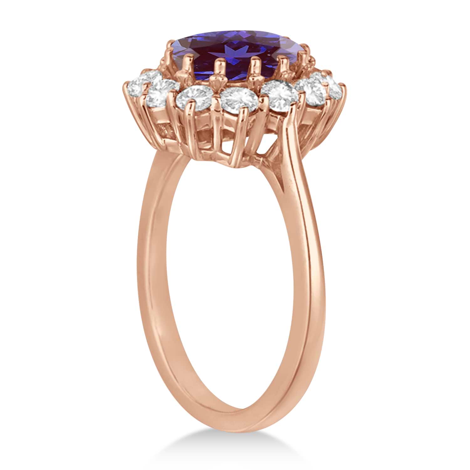 Oval Lab Alexandrite and Diamond Ring 18k Rose Gold (3.60ctw)