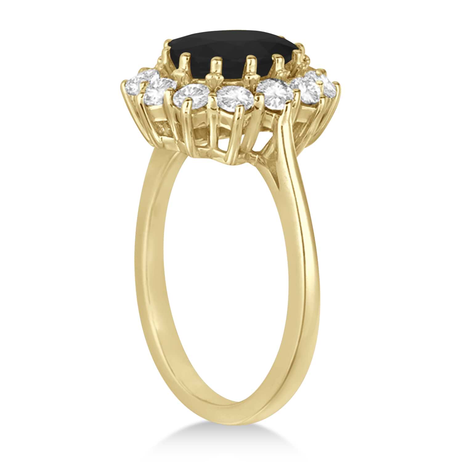 Oval Black & White Diamond Accented Ring 18k Yellow Gold (2.80ctw)