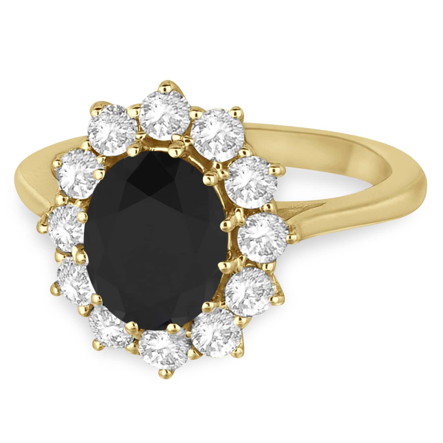 Oval Black & White Diamond Accented Ring 18k Yellow Gold (2.80ctw)