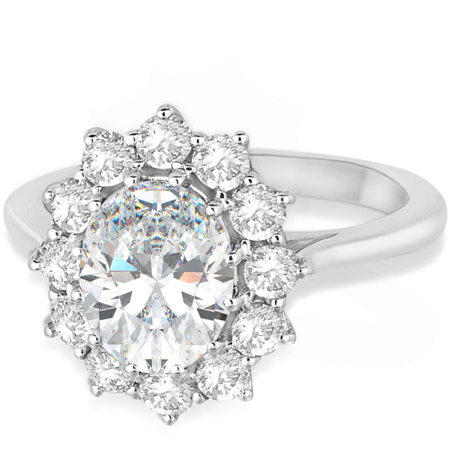 Oval Lab Grown Diamond Accented Ring 18k White Gold (2.80ctw)