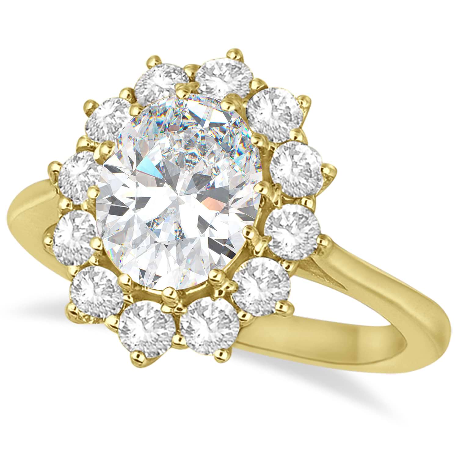 Oval Moissanite and Diamond Ring 14k Yellow Gold (3.60ctw)