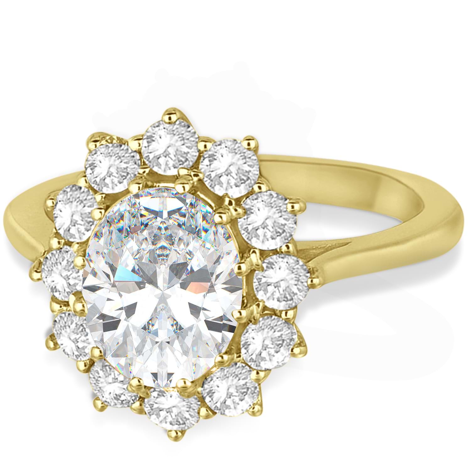Oval Moissanite and Diamond Ring 18k Yellow Gold (3.60ctw)