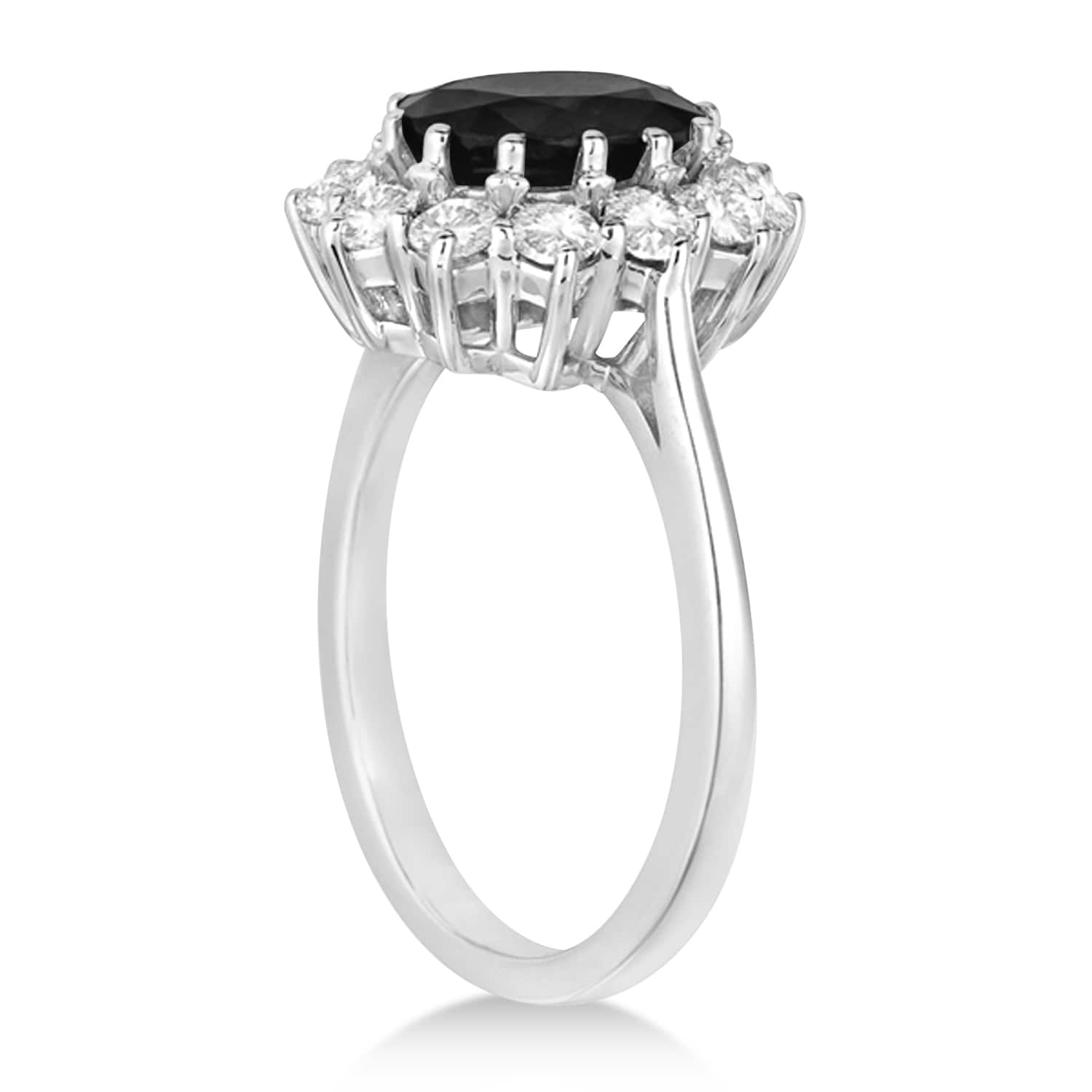 Oval Onyx and Diamond Ring 14k White Gold (3.60ctw) - AZ9763