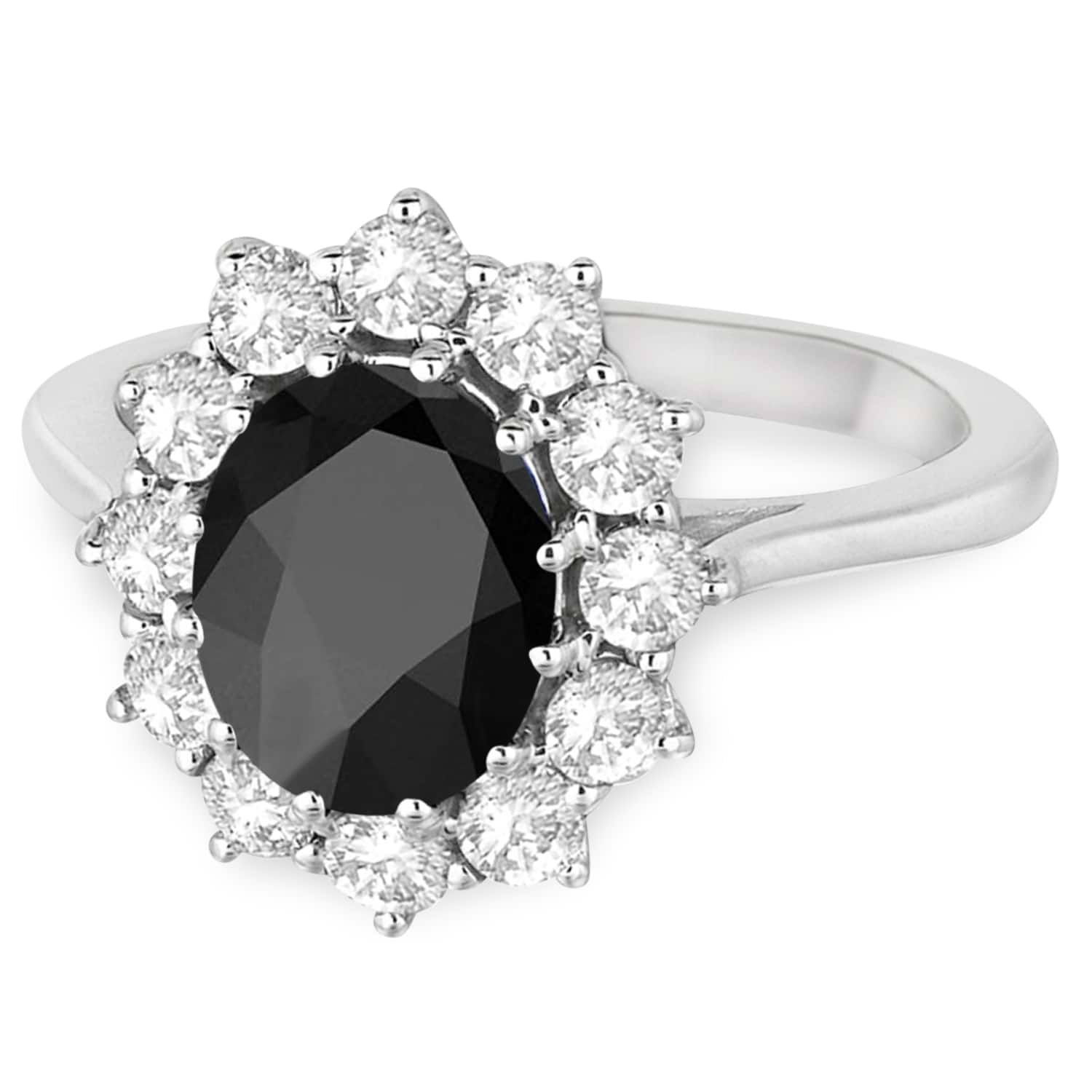 Oval Onyx and Diamond Ring 18k White Gold (3.60ctw)