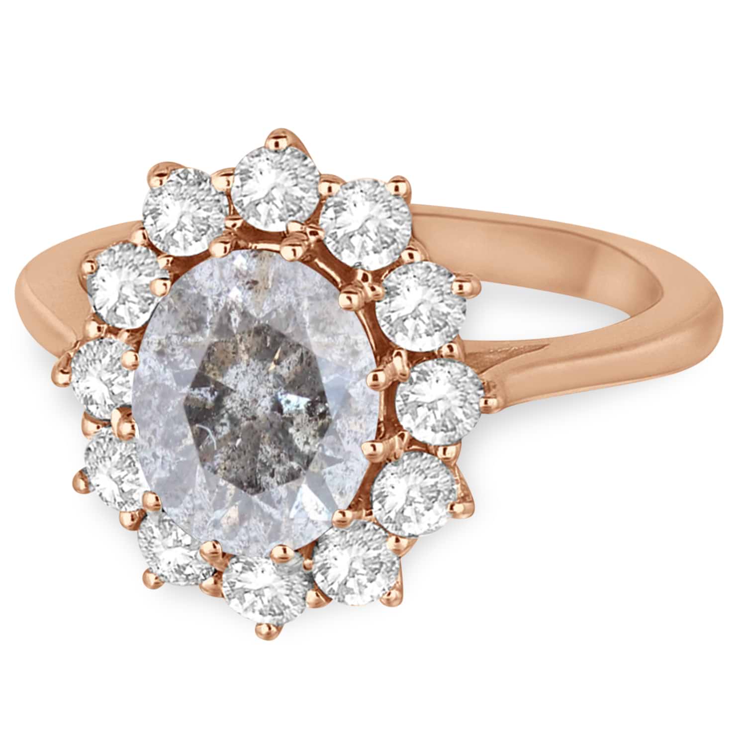 Oval Salt & Pepper and White Diamond Accented Ring 14k Rose Gold (2.80ctw)