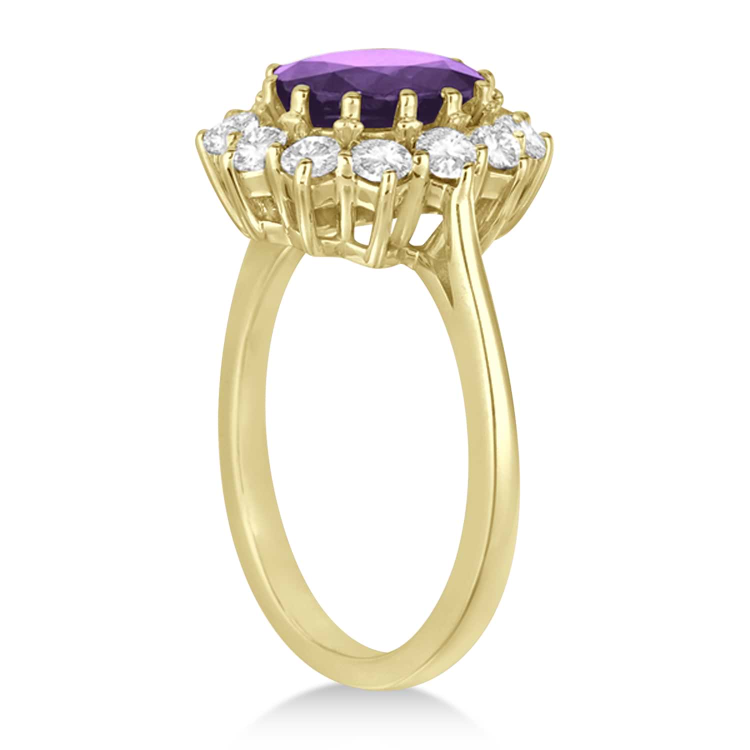Oval Amethyst & Diamond Accented Ring in 18k Yellow Gold (3.60ctw)