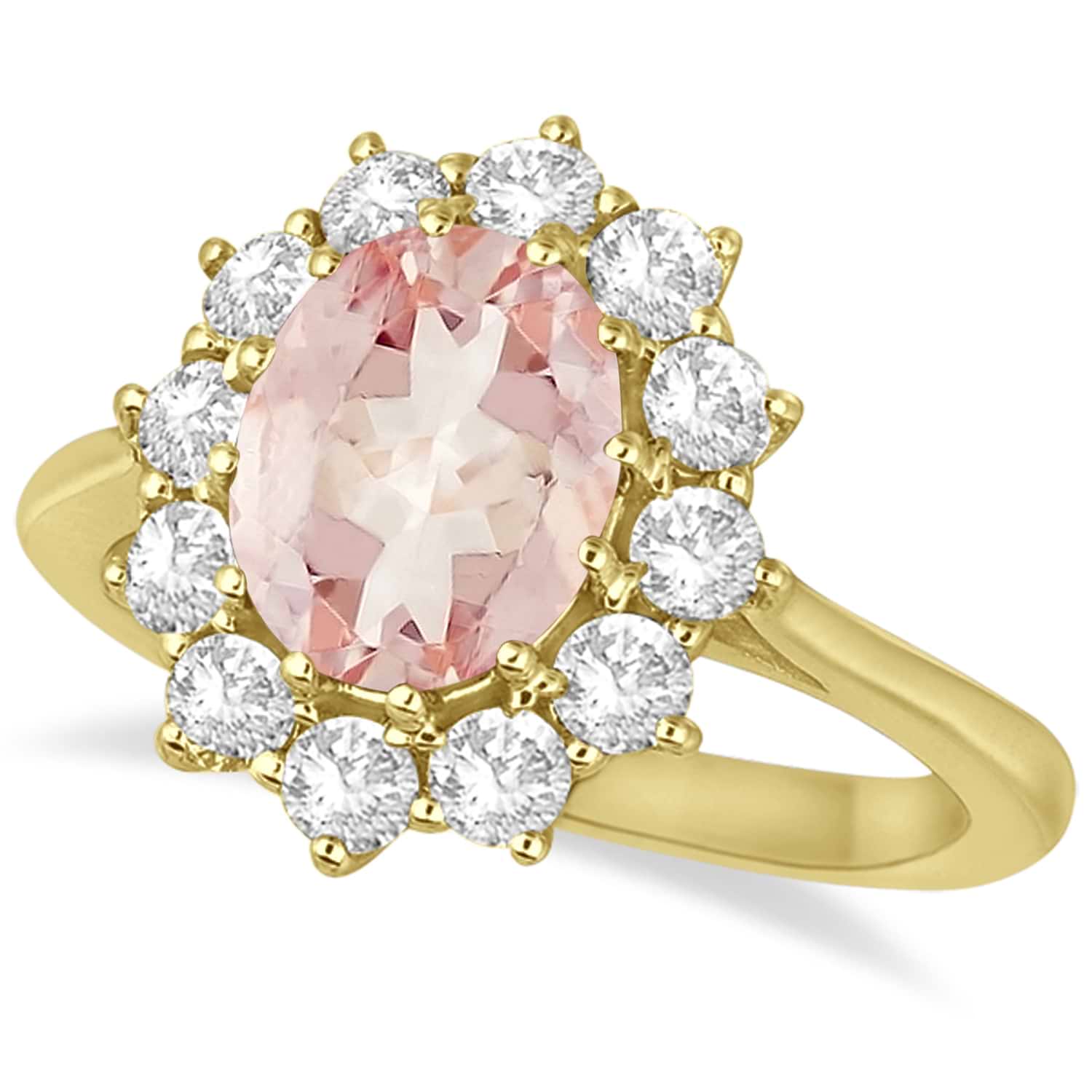 Oval Morganite and Diamond Ring 14k Yellow Gold (3.60ctw)