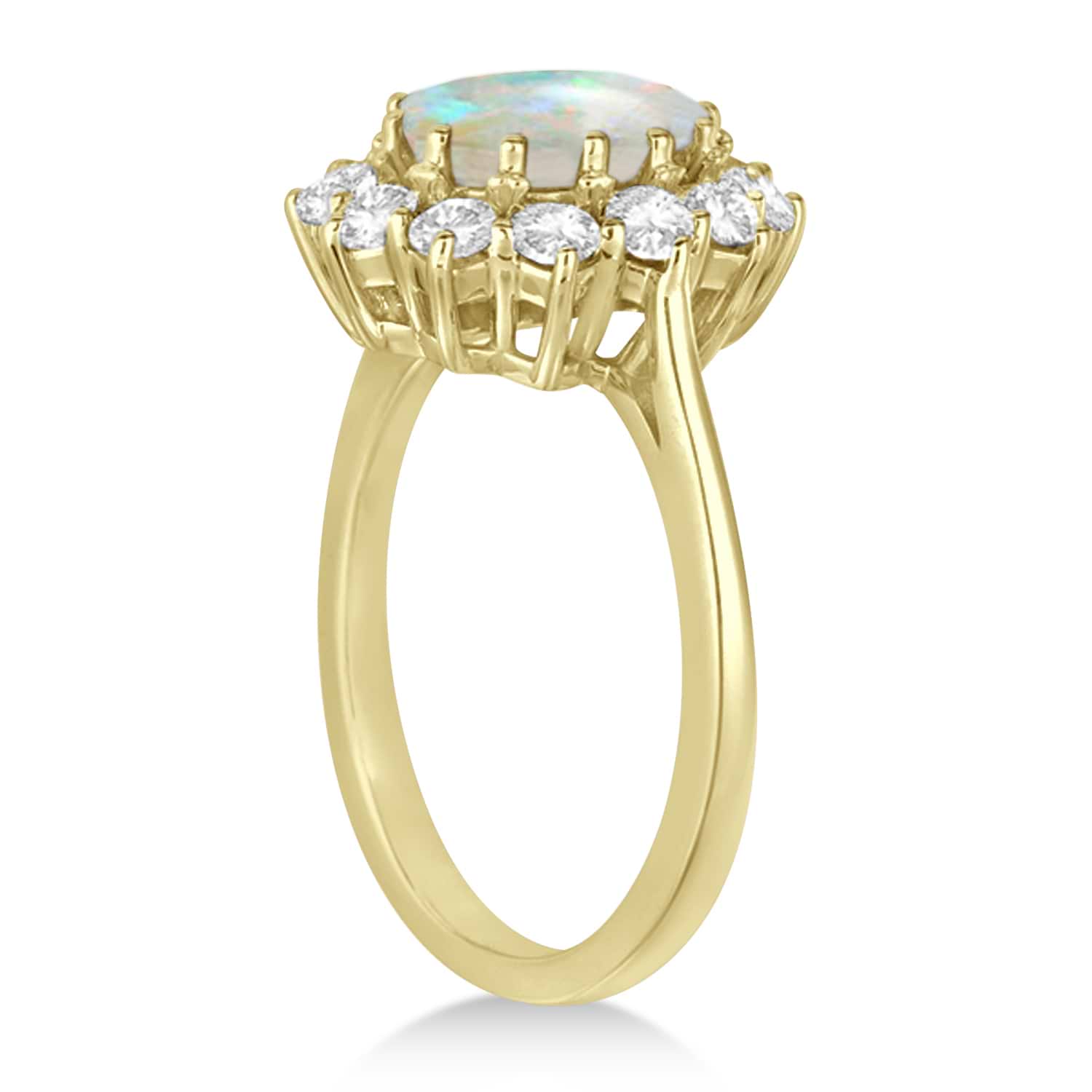 Oval Shape Opal & Diamond Accented Ring in 14k Yellow Gold (3.60ctw)