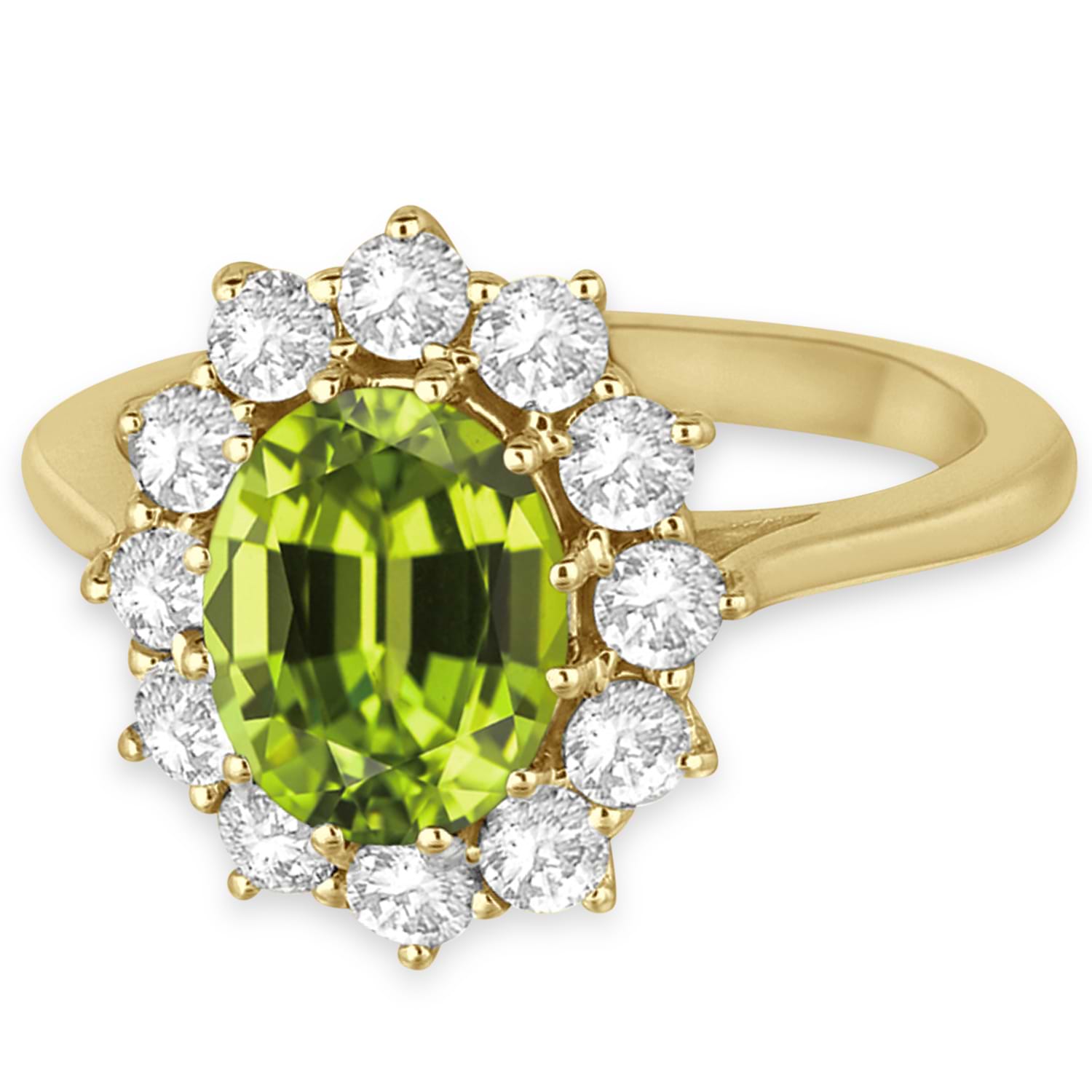 Oval Peridot & Diamond Accented Ring in 14k Yellow Gold (3.60ctw)