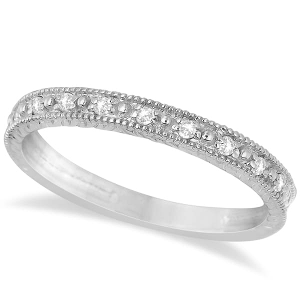 Milgrain Style Pave Set Diamond Ring in 14k White Gold (0.10 ct)