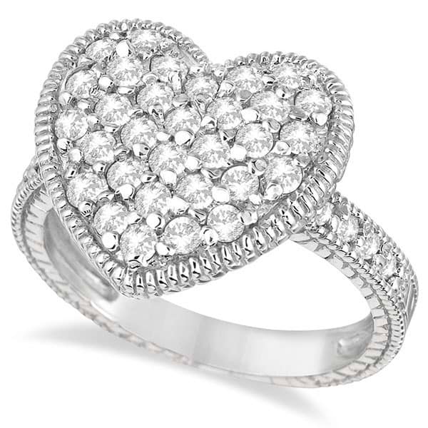 Puff Heart Diamond Ring 14k White Gold (1.00ct)