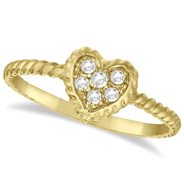 Pave Diamond Cluster Heart Shaped Ring 14K Yellow Gold (0.12ct)