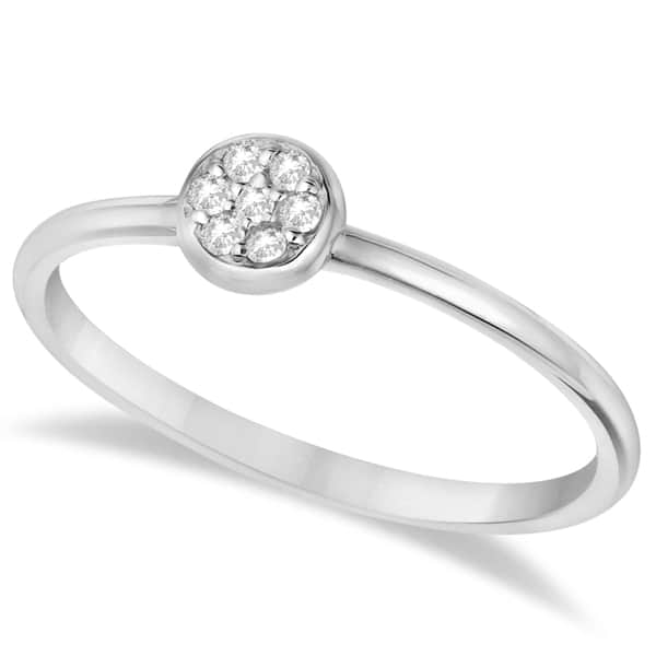 Pave Set Diamond Cluster Right Hand Ring 14K White Gold (0.06ct)