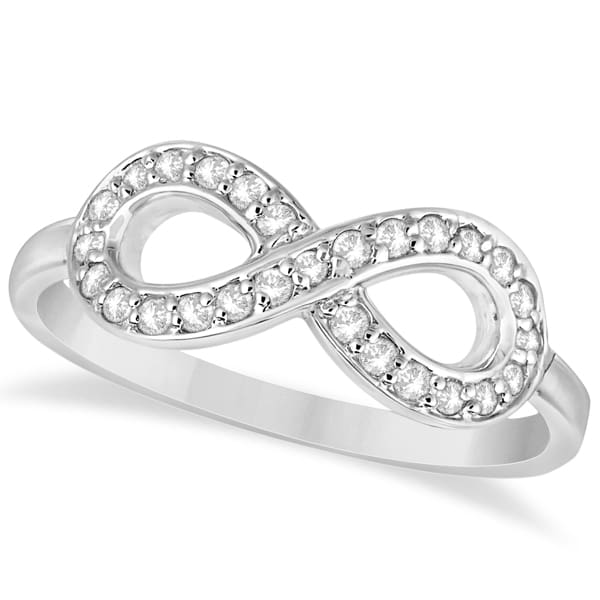 Pave Set Diamond Infinity Loop Ring in 14k White Gold (0.25 ct)