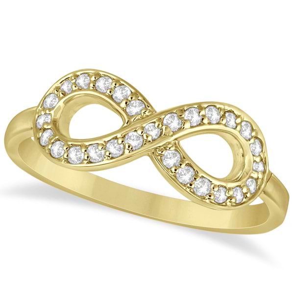 Pave Set Diamond Infinity Loop Ring in 14k Yellow Gold (0.25 ct)