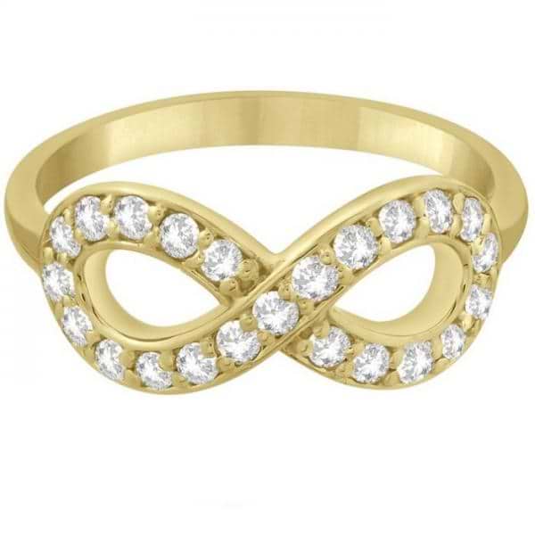 Twisted Diamond Infinity Ring Pave Set in 14k Yellow Gold (0.50ct)