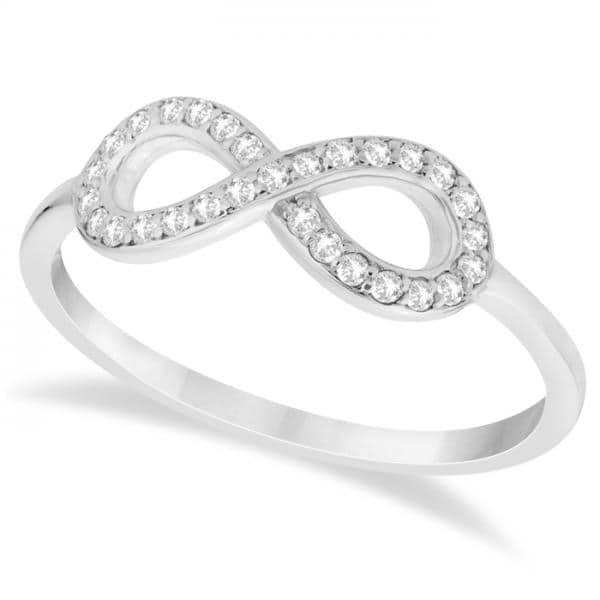 Custom Twisted Diamond Infinity Ring Pave Set in 14k White Gold (0.15ct)