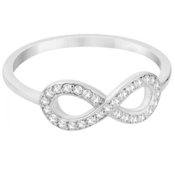 Twisted Diamond Infinity Ring Pave Set in 14k White Gold (0.15ct)