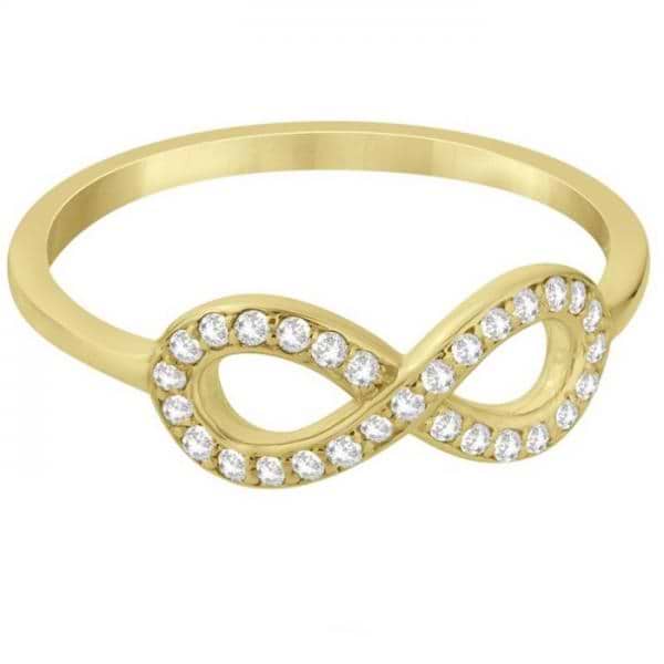 Twisted Diamond Infinity Ring Pave Set in 14k Yellow Gold (0.15ct)