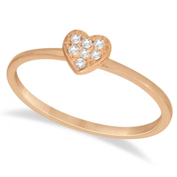Heart Shaped Diamond Promise Ring in 14k Rose Gold (0.05ct)