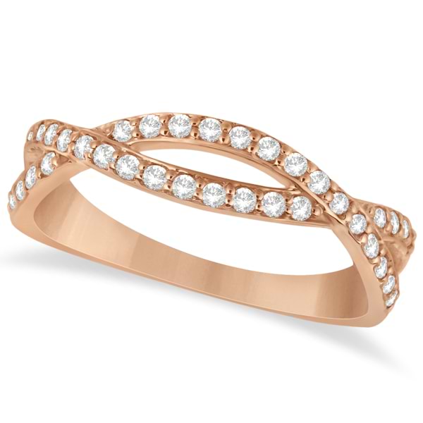 Pave Set Diamond Twisted Infinity Band in 14k Rose Gold (0.32 carat)