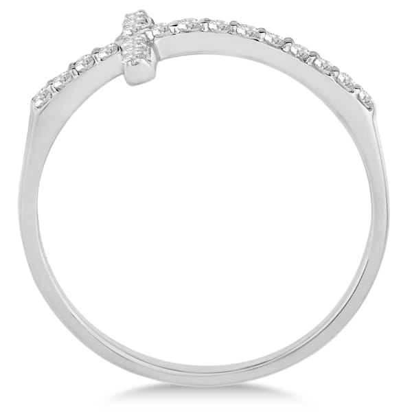 Modern Sideways Diamond Cross Fashion Ring in 14k White Gold (0.20ct)