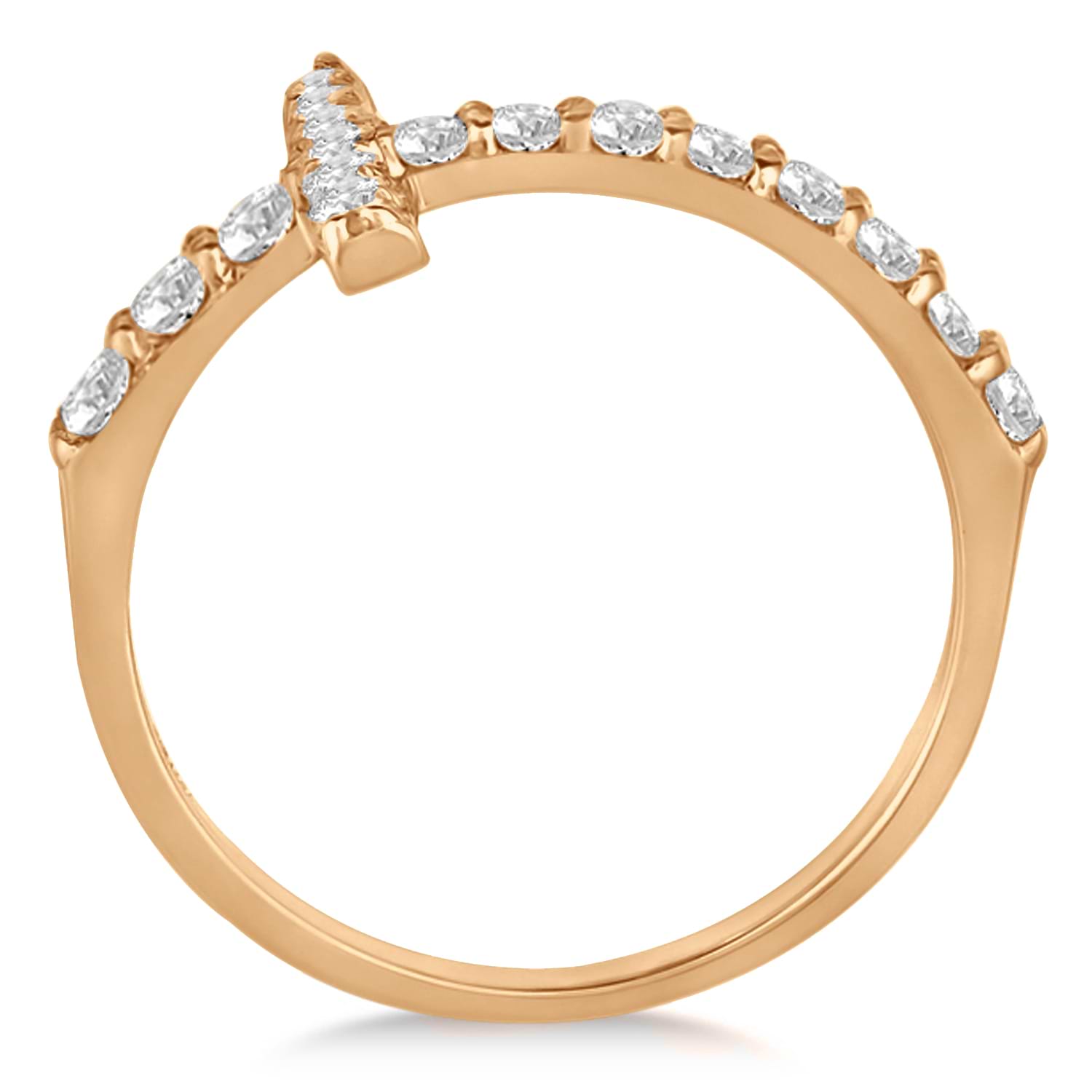 Modern Sideways Diamond Cross Fashion Ring 14k Rose Gold (0.75ct)