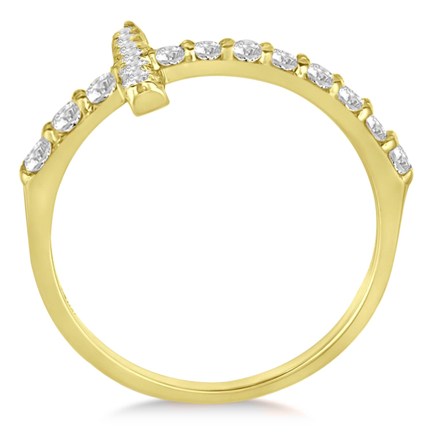 Modern Sideways Diamond Cross Fashion Ring 14k Yellow Gold (0.75ct)