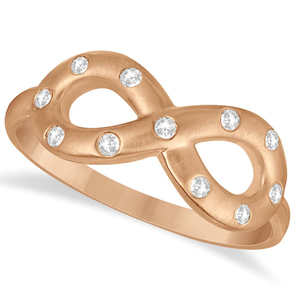 Burnished Set Diamond Infinity Fashion Ring in 14k Rose Gold 0.11ct
