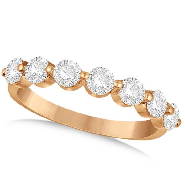 Shared Prong Round Shape Diamond Anniversary Ring 14k Rose Gold 1.25ct