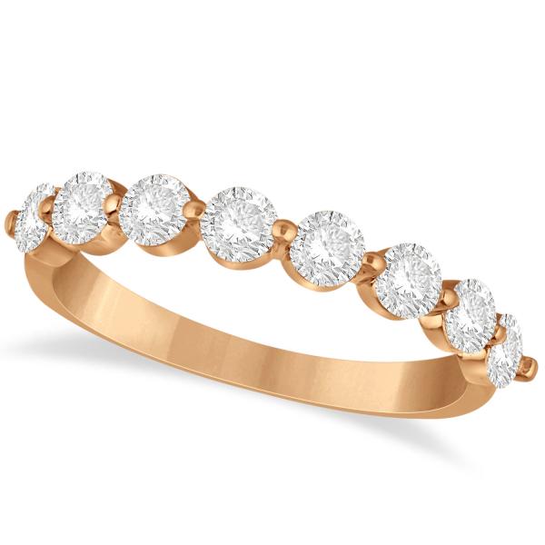 Shared Prong Round Shape Diamond Anniversary Ring 14k Rose Gold 1.00ct