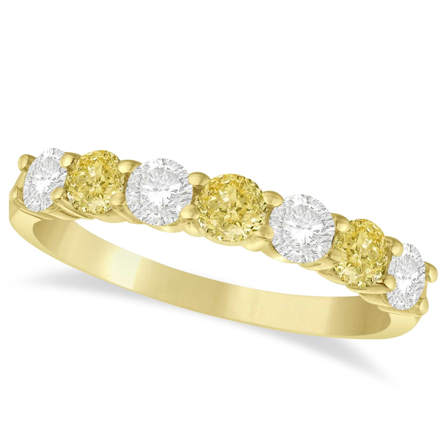 White & Yellow Diamond 7 Stone Wedding Band 14k Yellow Gold (1.00ct)