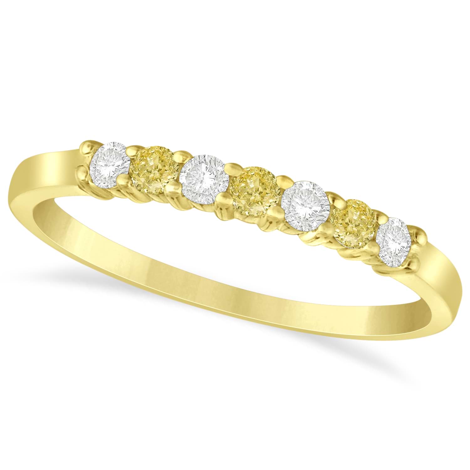 White & Yellow Diamond 7 Stone Wedding Band 14k Yellow Gold (0.26ct)